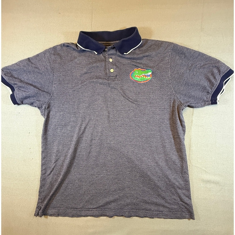 Roundtree & Yorke Florida Gators Polo Mens Large Blue Textured Cotton L